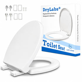 DryLabs round toilet seat 16.5 inch with soft close reduces nighttime noise