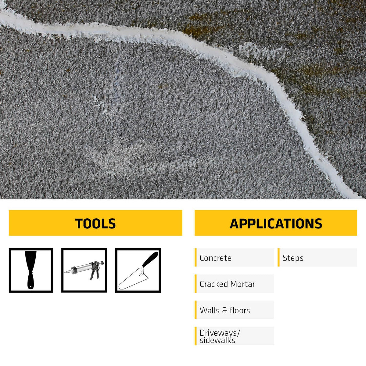 Drylok Masonry Crack Filler paintable after one hour to match surfaces.