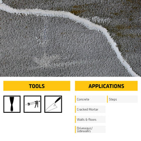 Drylok Masonry Crack Filler paintable after one hour to match surfaces.
