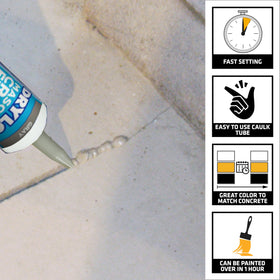 Drylok Masonry Crack Filler smoothing crack with a putty knife for a neat repair.