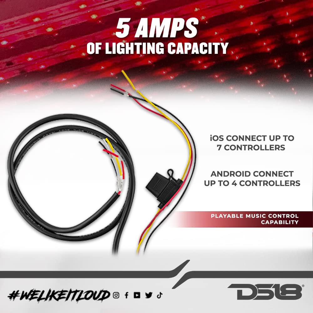DS18 Audio LED-BTC compatible with iOS and Android devices for easy control.