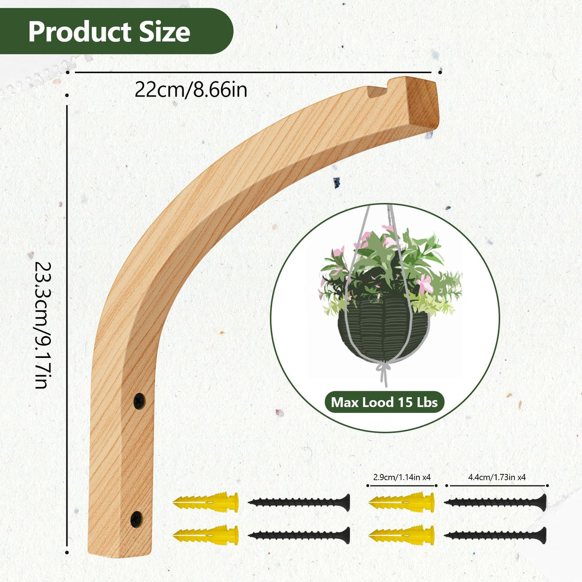 DSJIFGEW wooden plant hanger with curved tip adds stylish organization for plants.