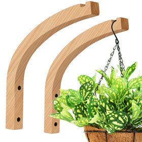 DSJIFGEW wooden plant hanger wall hook 8-inch holds planters securely indoors or outdoors.
