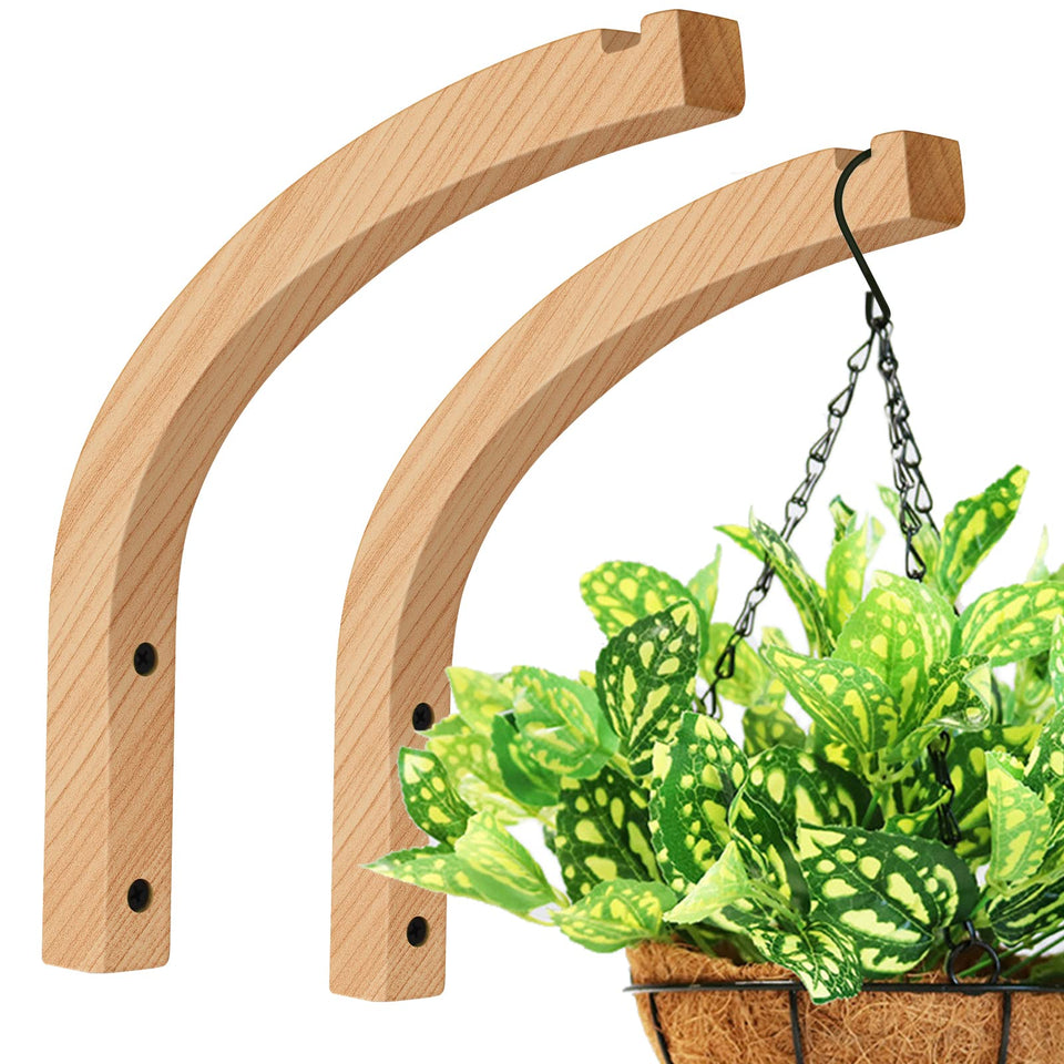 DSJIFGEW wooden plant hanger wall hook 8-inch holds planters securely indoors or outdoors.