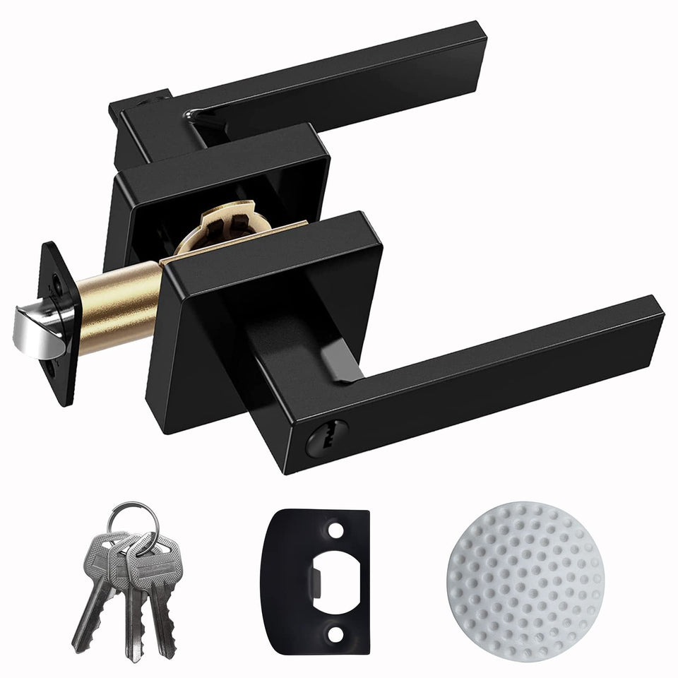 DSJJBLL matte black door handle close-up showing durable finish for secure entry.