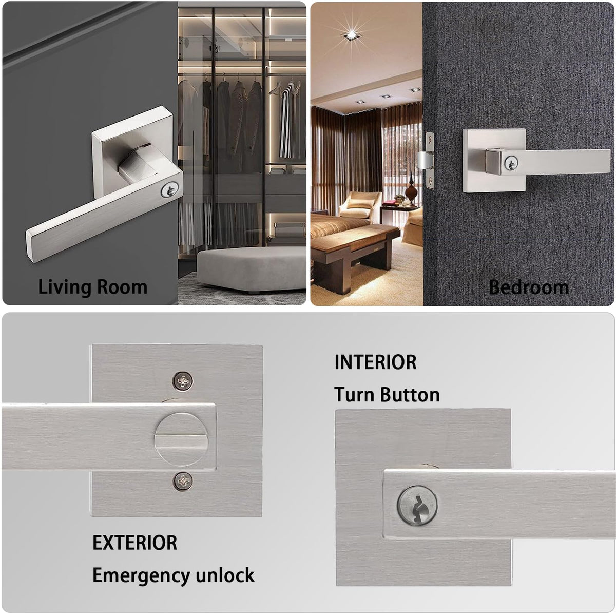 DSJJBLL satin nickel door knobs with durable finish for daily use