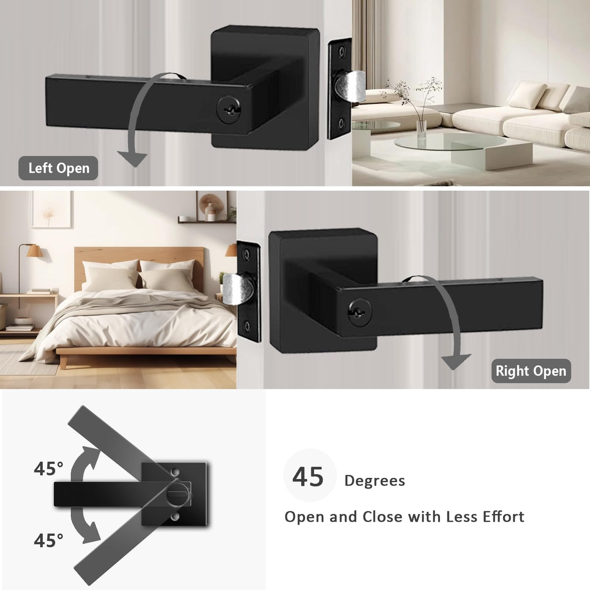 DSJJBLL square door lever reversible for left or right-handed doors.