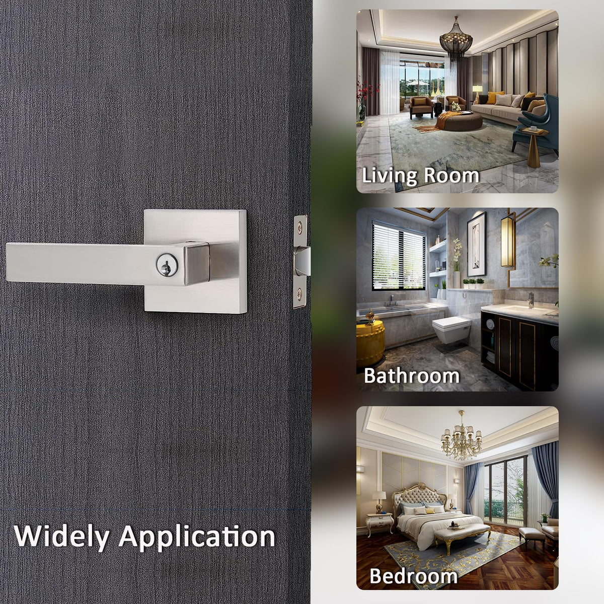 DSJJBLL square satin nickel door lever installation-ready