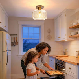 DSMJFU clear glass shade provides even illumination in living spaces.
