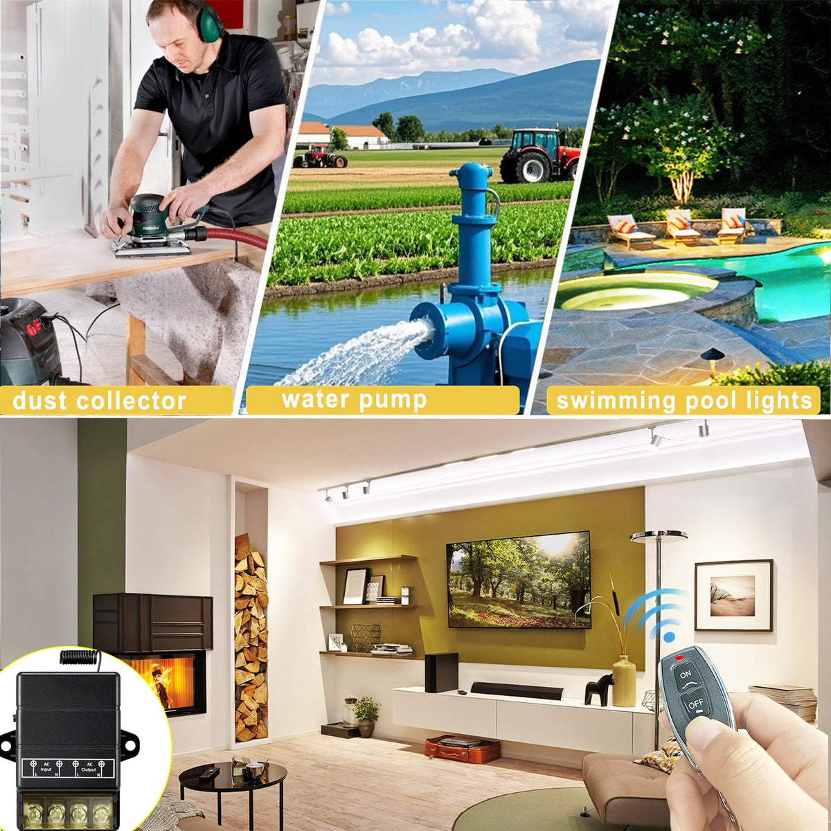 Dstfuy remote switch suitable for lamps, pumps, and dust collectors