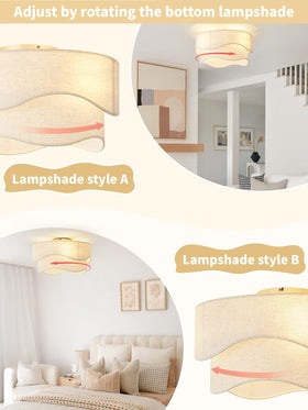 DSYBRI double-layer curved cover and linen lampshade add sculptural ambience.