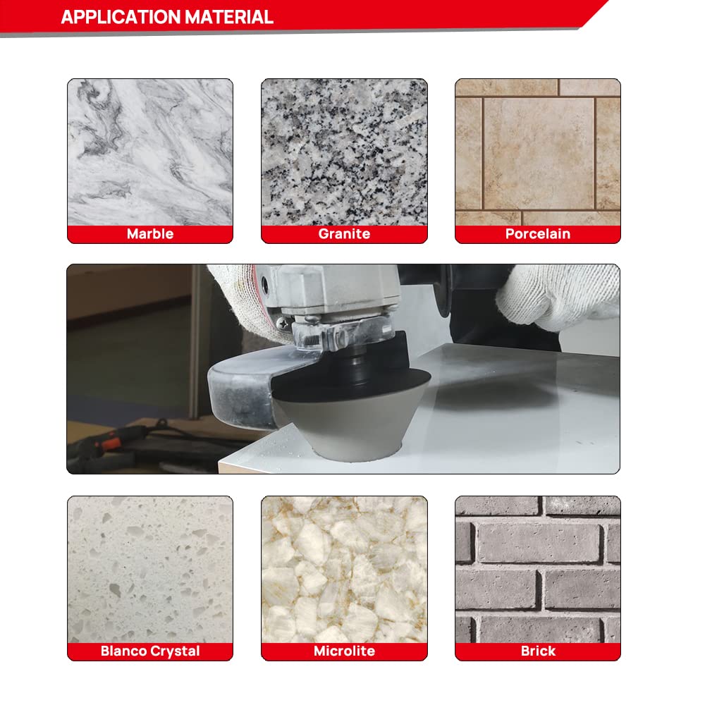 DT-DIATOOL beveling edge on granite or marble tile surface.
