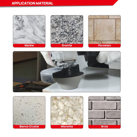 DT-DIATOOL beveling edge on granite or marble tile surface.