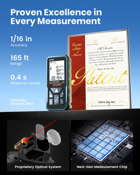 DTAPE Laser Measurer 2-Inch LCD display, easy reading in daylight.