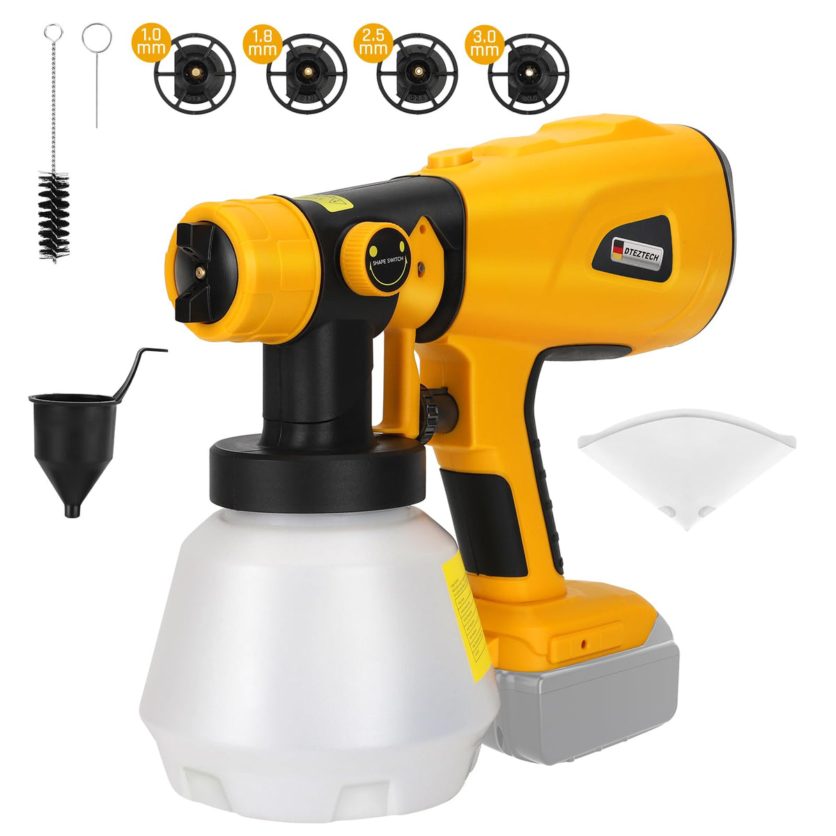 DTEZTECH cordless paint sprayer with Dewalt 20V compatibility for portable projects.
