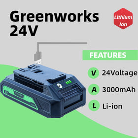 DTK 24V battery side view highlighting balanced weight for comfortable use