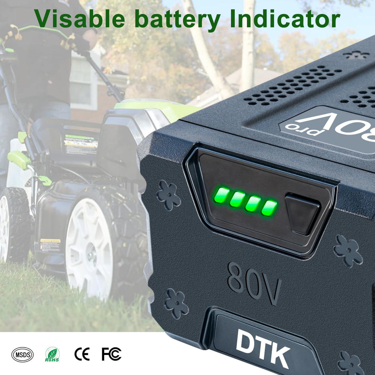 DTK 3500mAh 80V battery with LED indicators for charging status