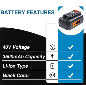 DTK 40V battery side profile emphasizing compact design.