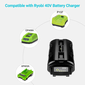 DTK 40V battery top view highlighting rugged casing