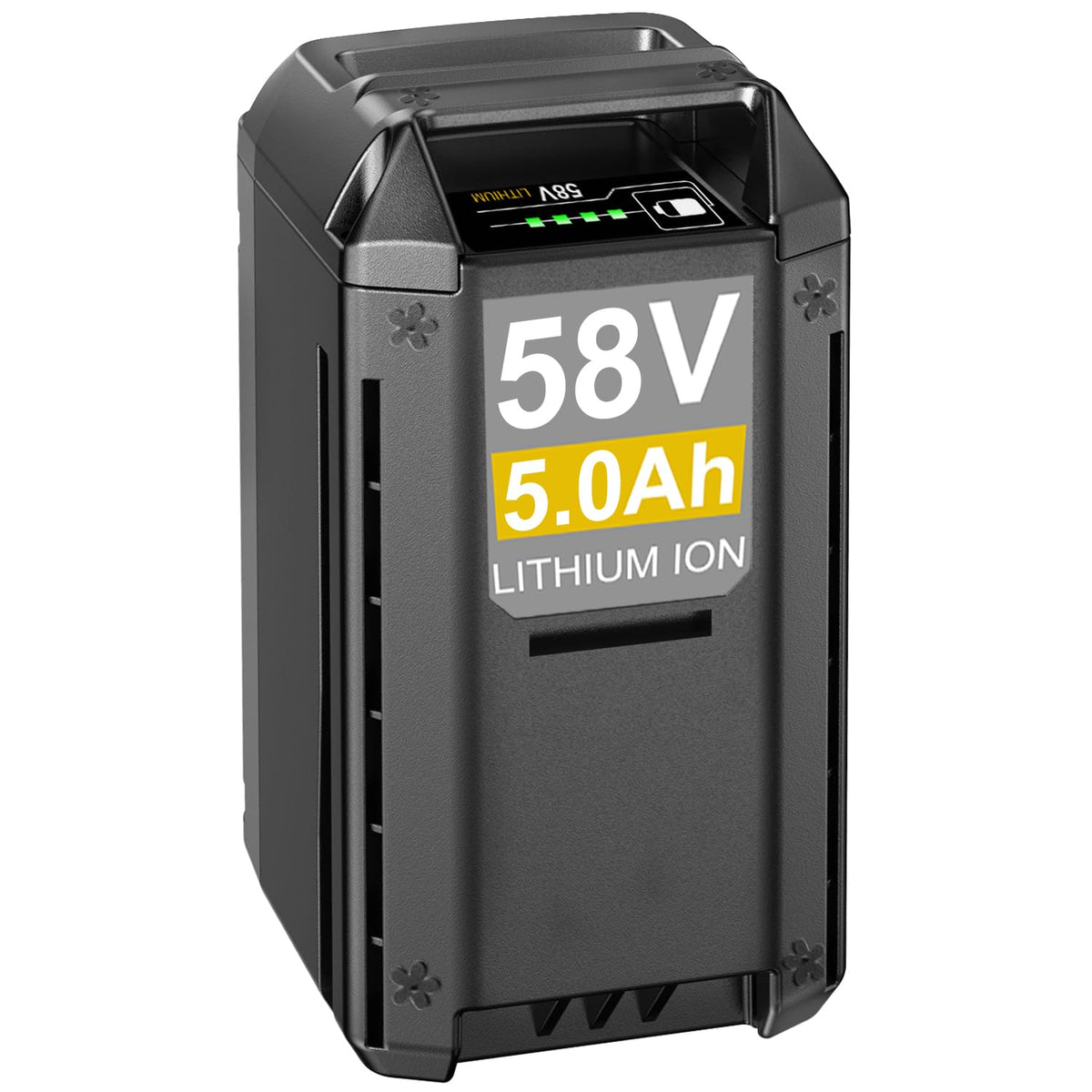 DTK 58V 5Ah battery front view for Echo tools, ready for long cordless runs.