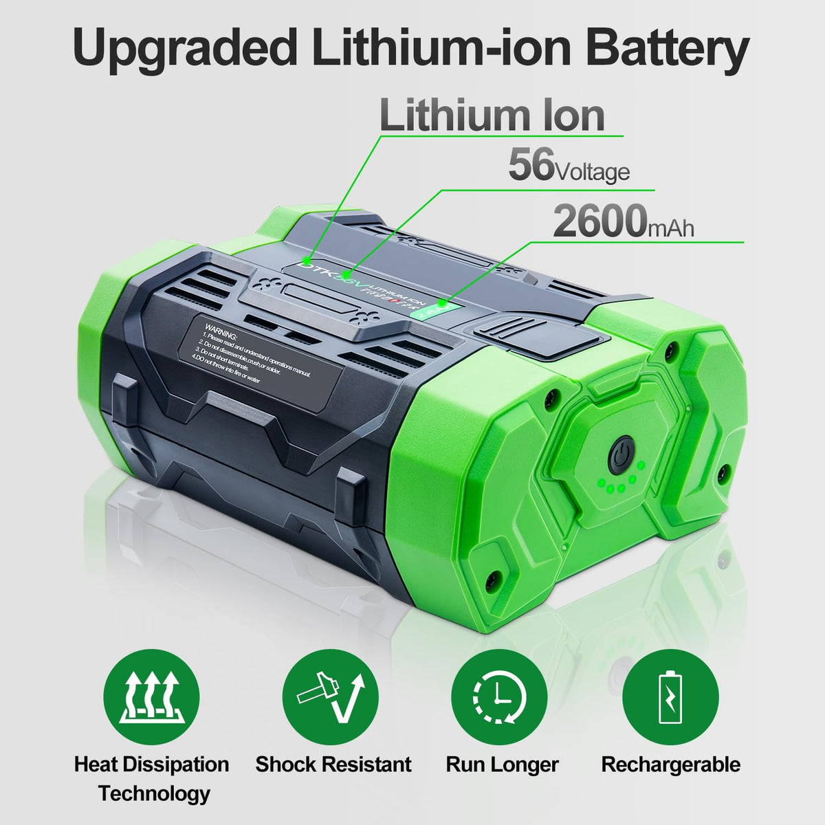 DTK 56V battery compatible with EGO 56V tools for reliable performance