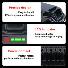 DTK battery LED gauge provides live charge feedback for efficient use.