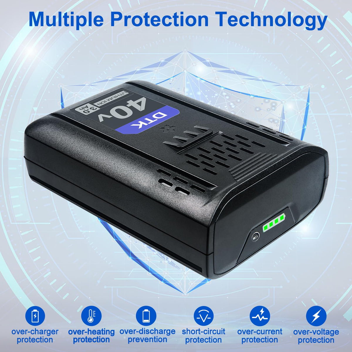 DTK 40V fast-charge ready with KRC60-06 for rapid top-ups.