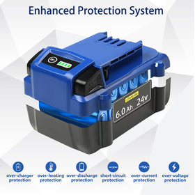DTK 6Ah battery compatible with Kobalt 24V tools and chargers for versatile use.