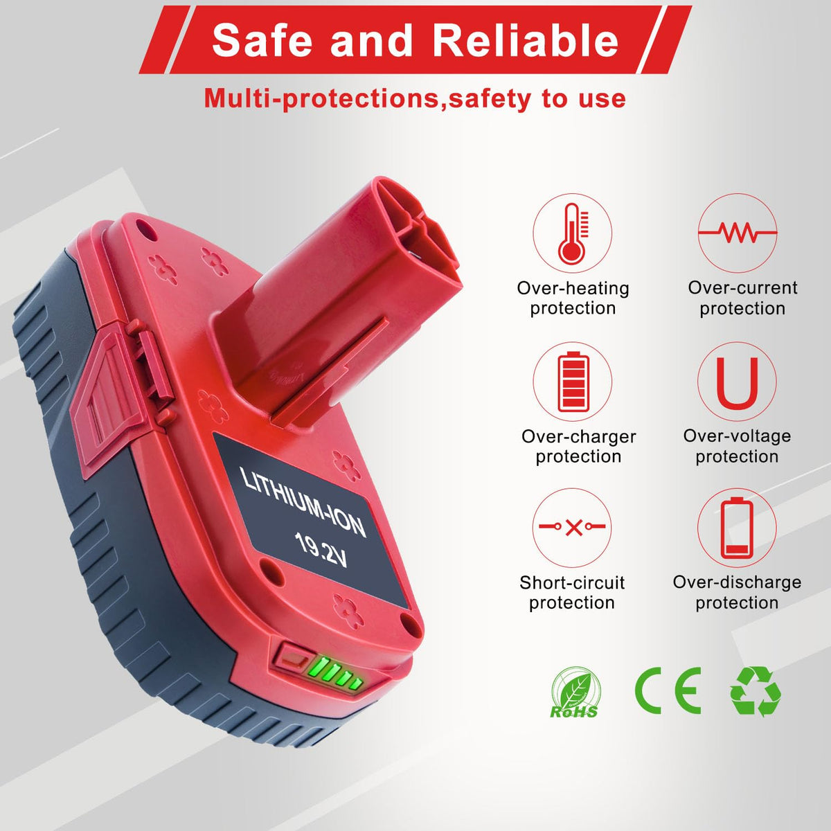 DTK 19.2V battery compatibility label with Craftsman C3 models.