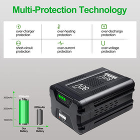 DTK Greenworks 80V battery 3000mAh back label with safety certifications
