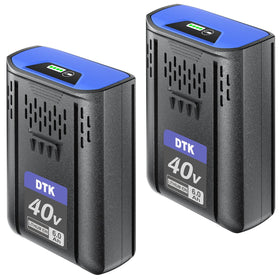 DTK Kobalt 40V battery front view highlighting 6000mAh capacity for longer runtime.