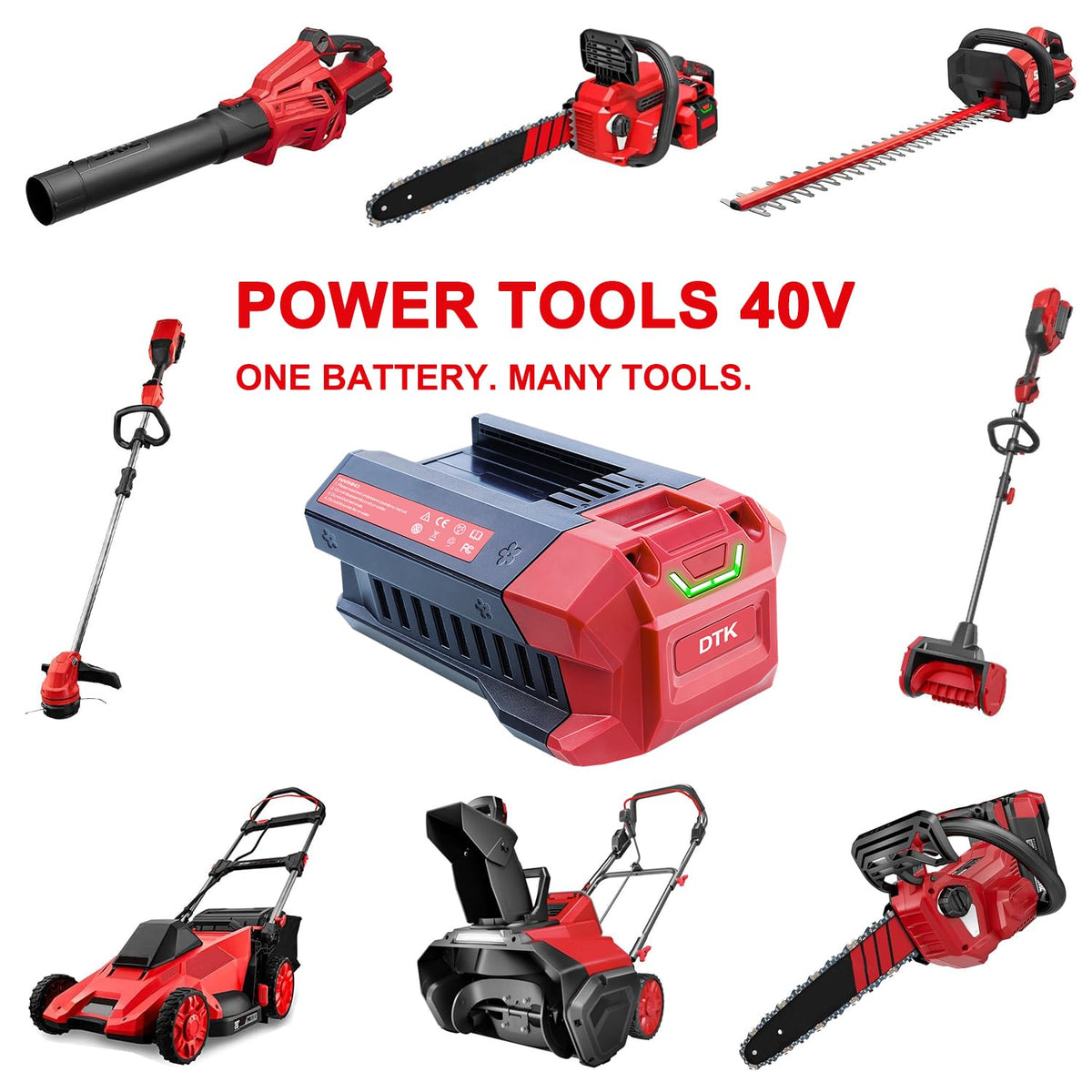 DTK SKIL 40V 5Ah battery charging scene illustrating fast recharge