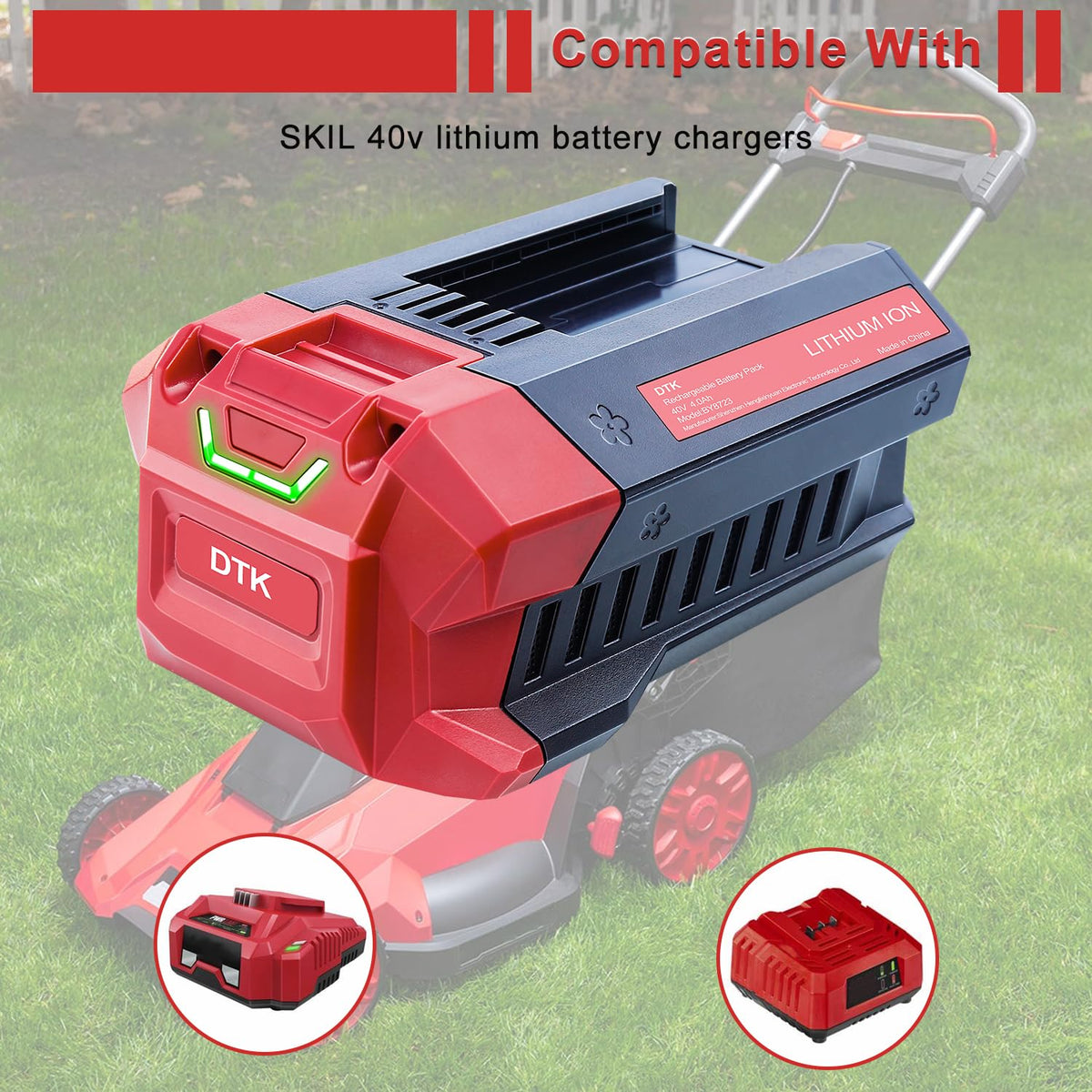 DTK SKIL 40V 5Ah battery compatibility icons for tool support
