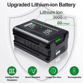 Two-pack DTK batteries included for continuous yard work