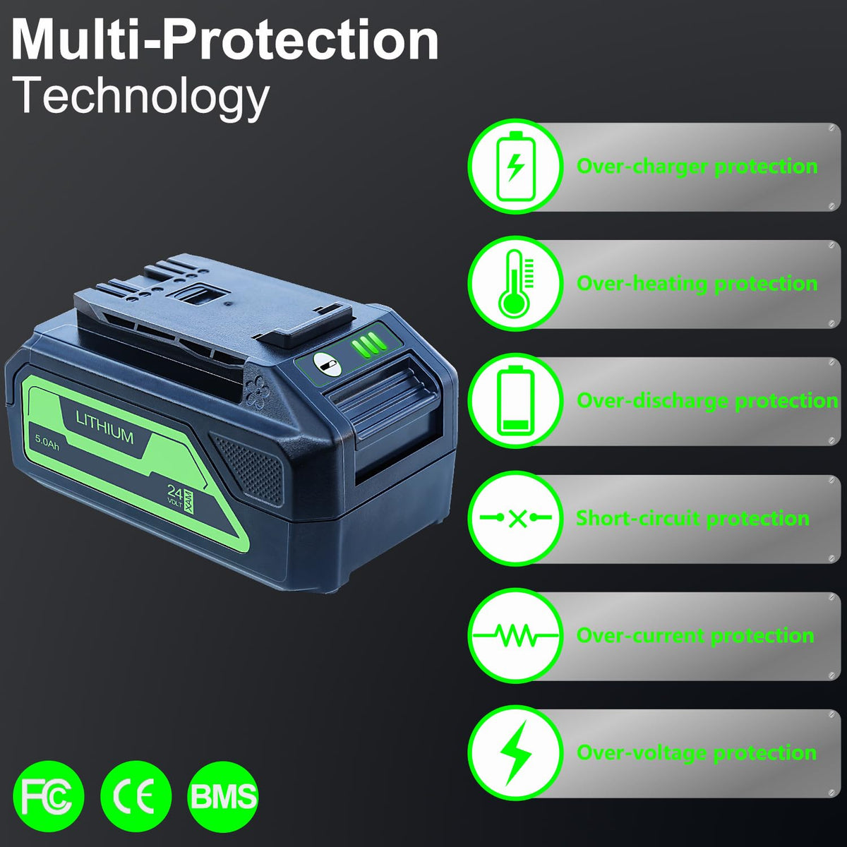 DTK USB output port on battery enabling charging of devices.