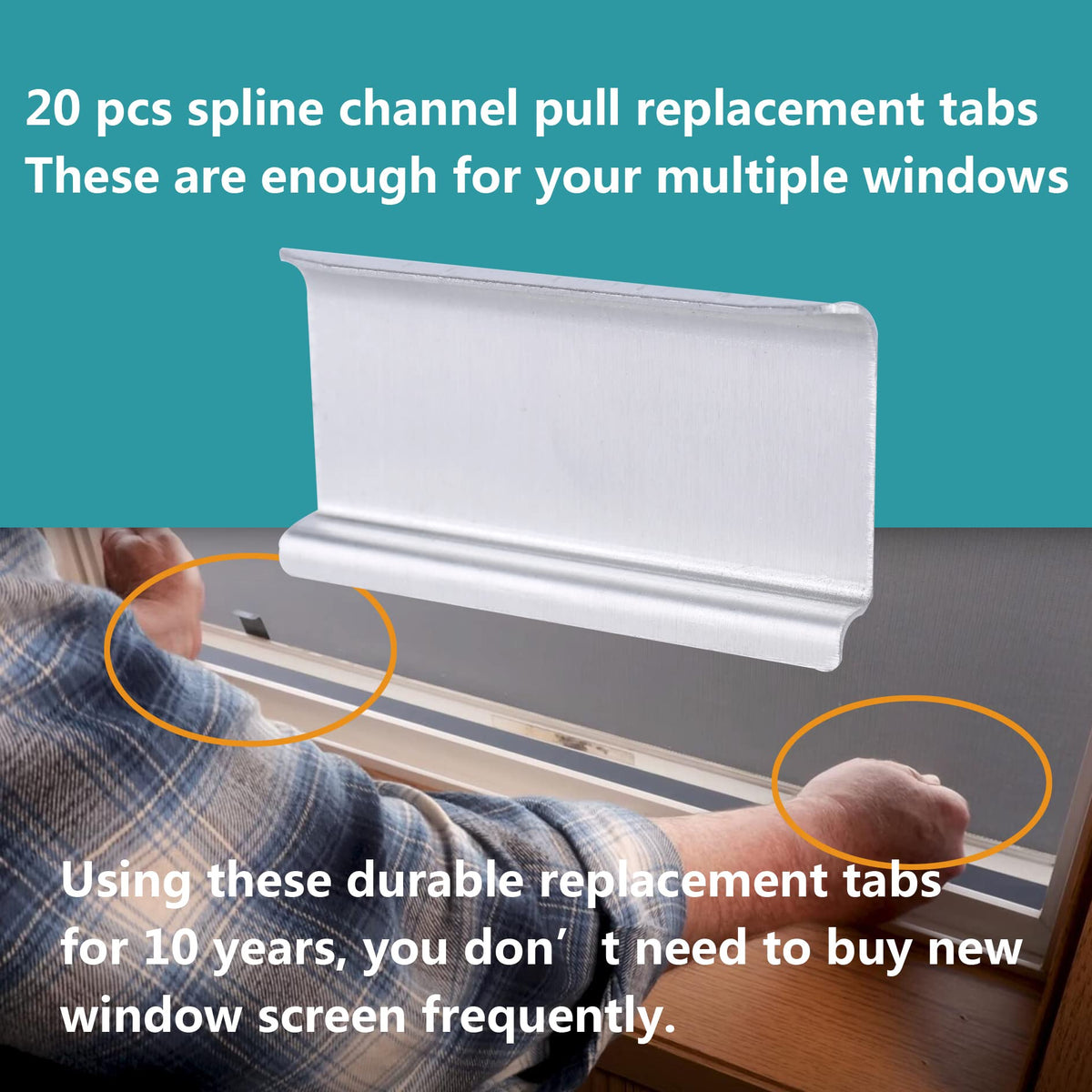 Dttbgg anti-UV aluminum tab resists sun damage for long-lasting window screens.