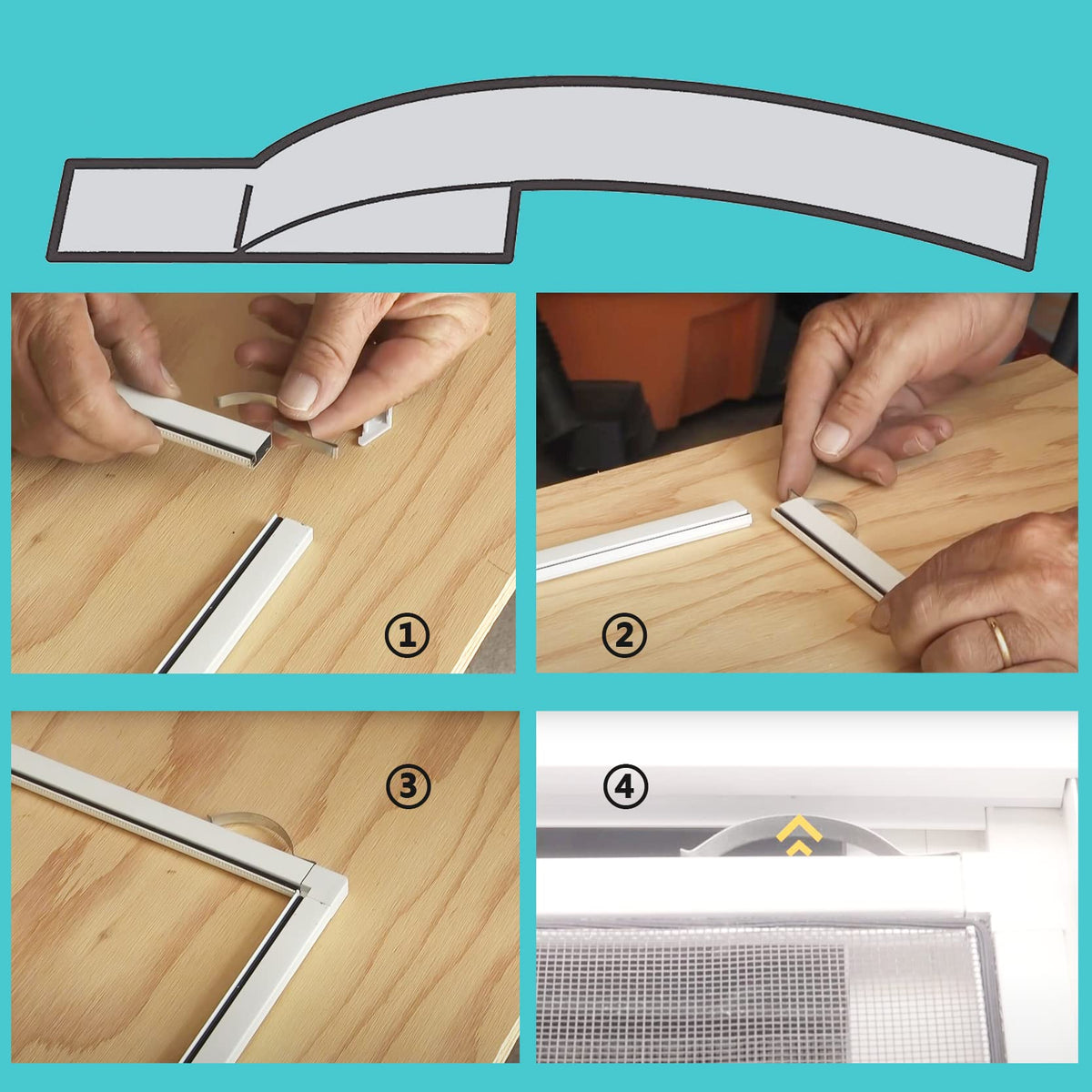 dttbgg corner clip seated in aluminum channel for secure screen fit
