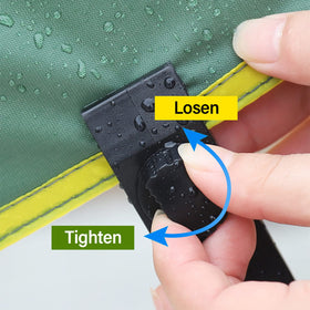 Dualshine tarp clips installed on an awning demonstrate secure attachment