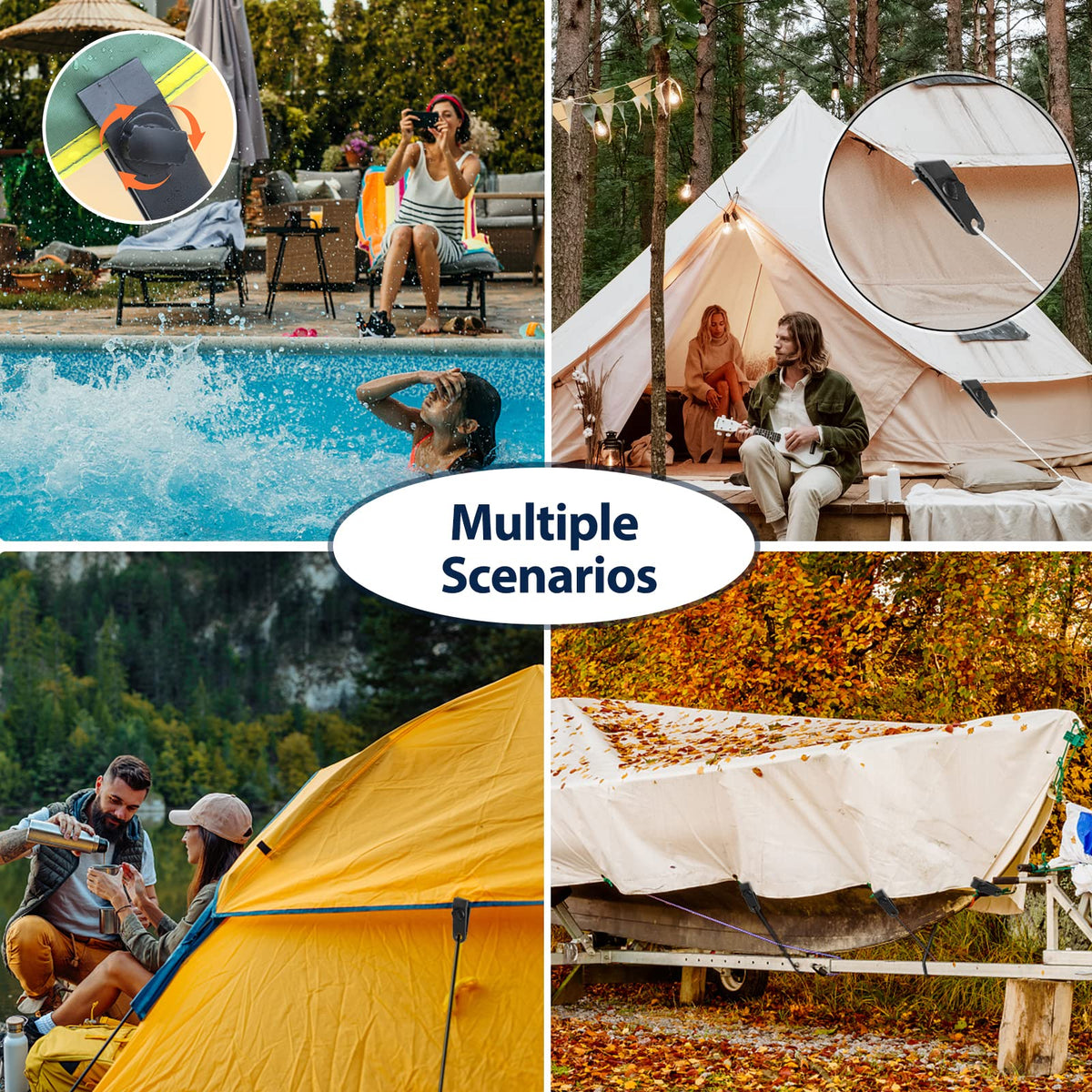 Dualshine tarp fasteners package ready for camping, caravans, and canopies