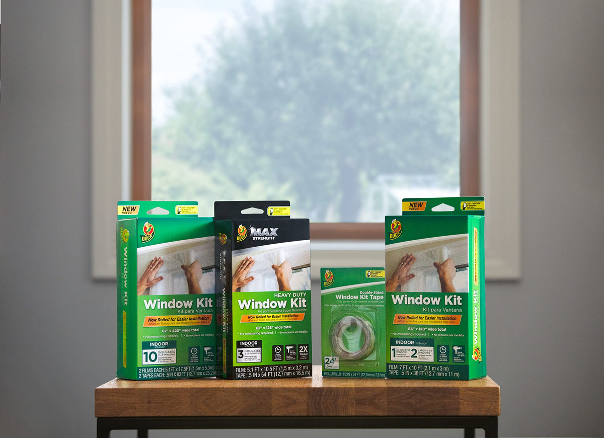 Clear film on a window, showing unobstructed view through insulated glass with Duck product.