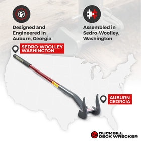 Duckbill Deck Wrecker fiberglass handle supports comfortable standing work.