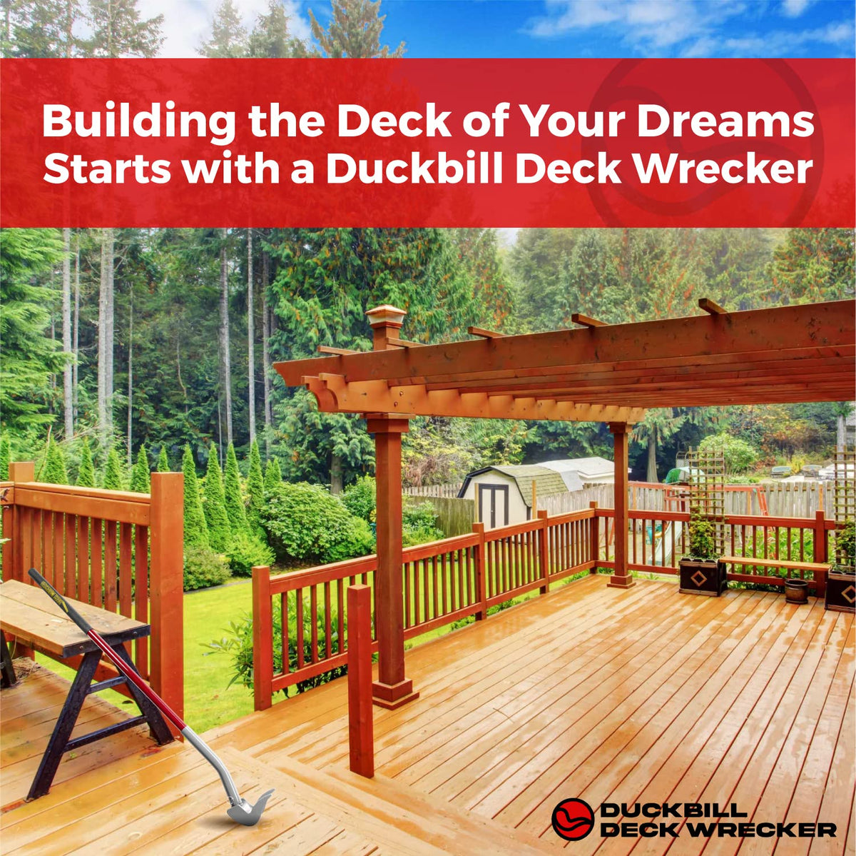 Duckbill Deck Wrecker heavy-gauge steel head handles tough decking tasks.