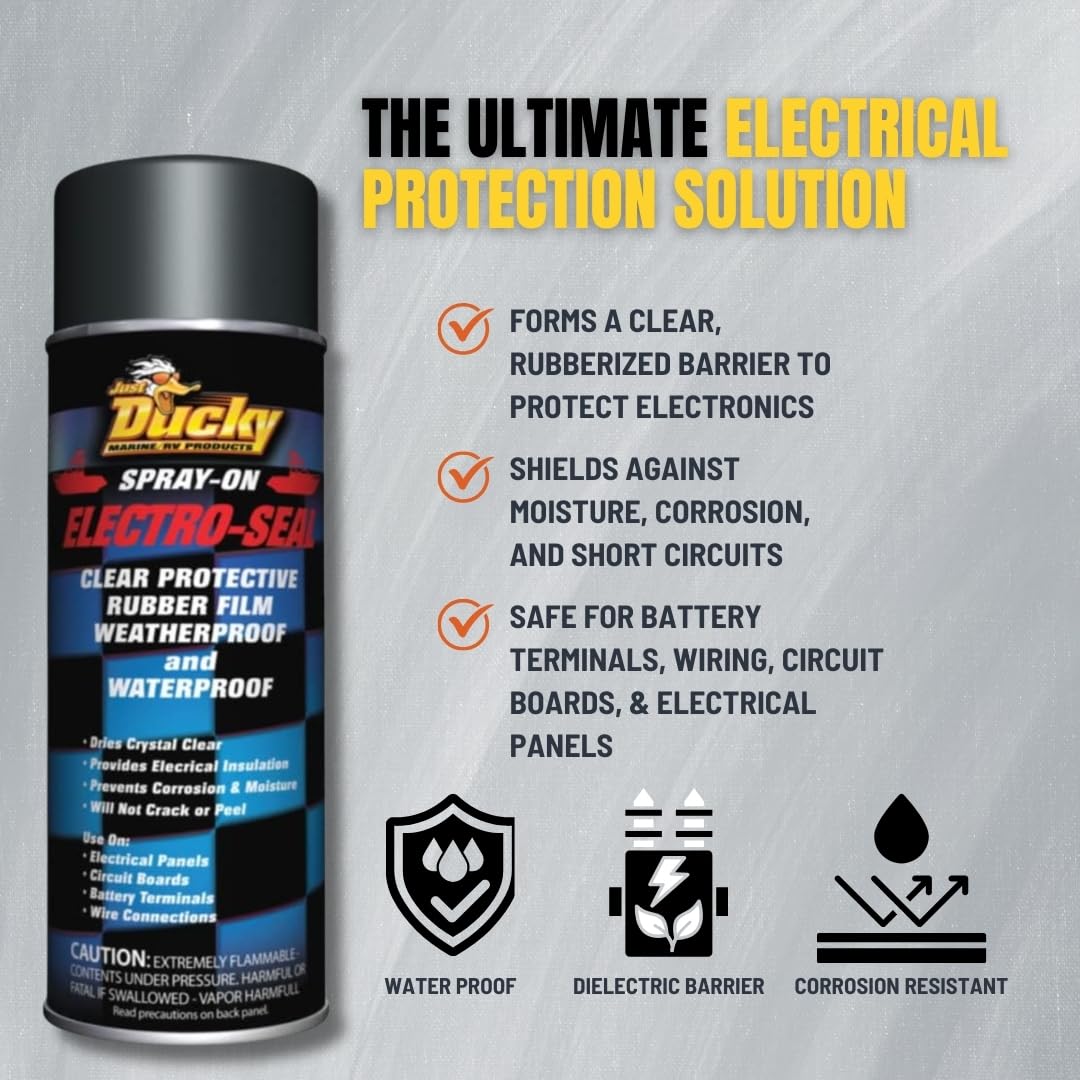 DUCKY PRODUCTS Electro-Seal forms a clear rubber barrier for circuit boards.