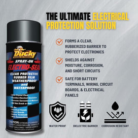 DUCKY PRODUCTS Electro-Seal forms a clear rubber barrier for circuit boards.