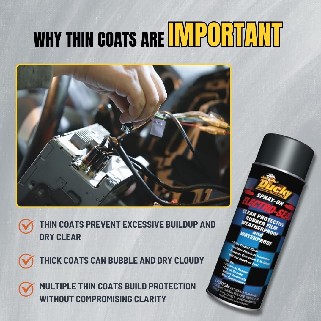 DUCKY PRODUCTS Electro-Seal dries clear while keeping visibility of components.