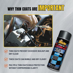 DUCKY PRODUCTS Electro-Seal dries clear while keeping visibility of components.