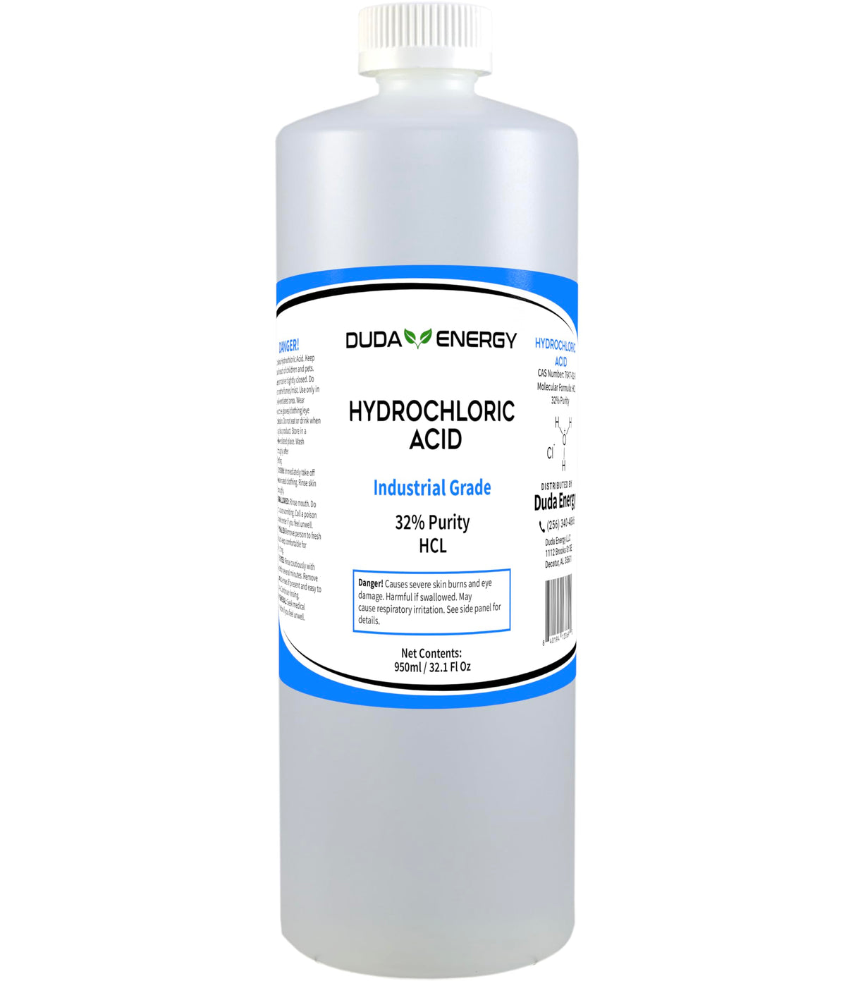 Duda Energy hydrochloric acid 32% bottle for concrete cleaning and pH adjustment