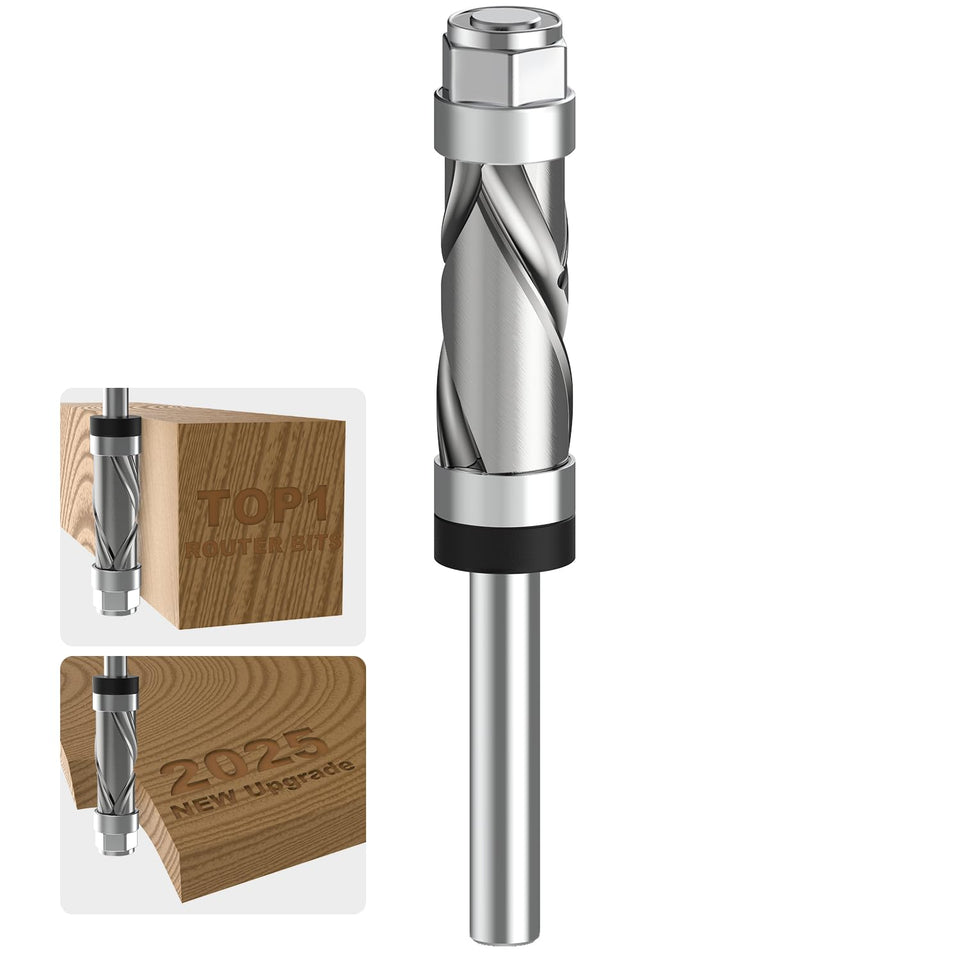 DUDUXI carbide compression flush trim router bit with top bearing for precise trimming