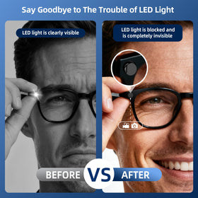 DuHeSin LED Blocker on Ray-Ban Skyler reduces glare during filming