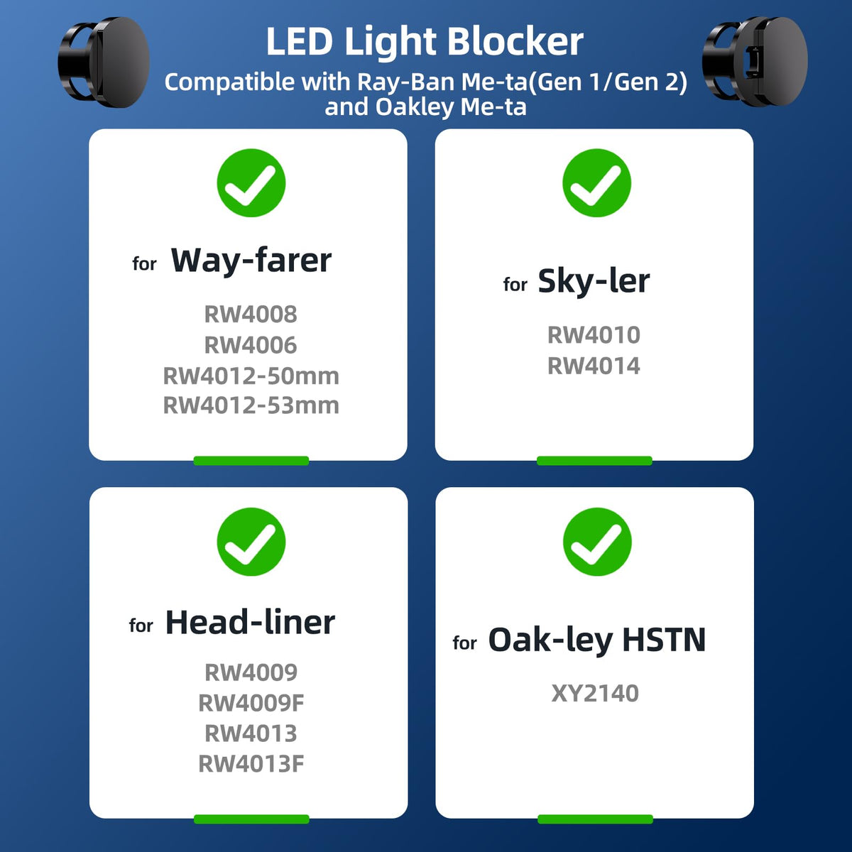 DuHeSin LED Light Blocker package includes 2 pieces for compatibility
